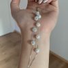 S925 sterling silver French double diamond ball natural freshwater pearl bracelet
