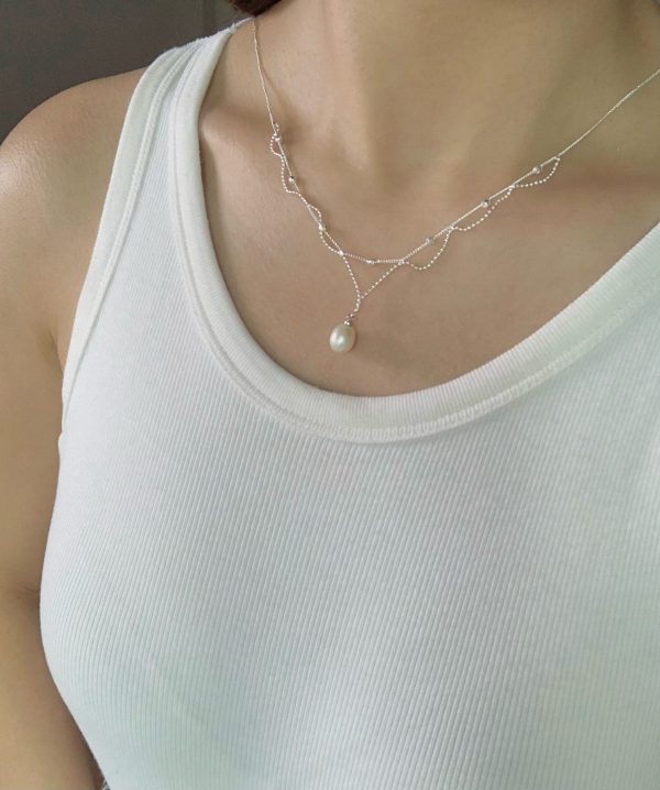 S925 sterling silver handmade lace pearl necklace