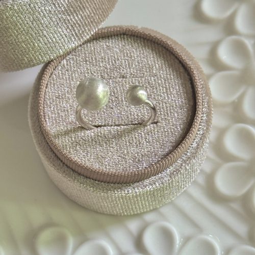 S925 sterling silver brushed small ball open ring