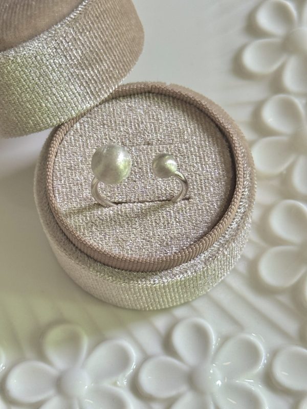 S925 sterling silver brushed small ball open ring