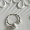 S925 sterling silver brushed small ball open ring