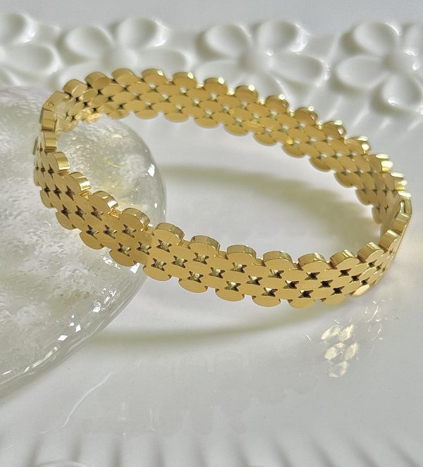 gold four-leaf clover stainless steel