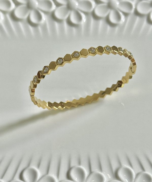 18K Gold Diamond Honeycomb Bracelet