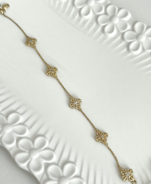 s925 sterling silver bracelet five flower bracelet