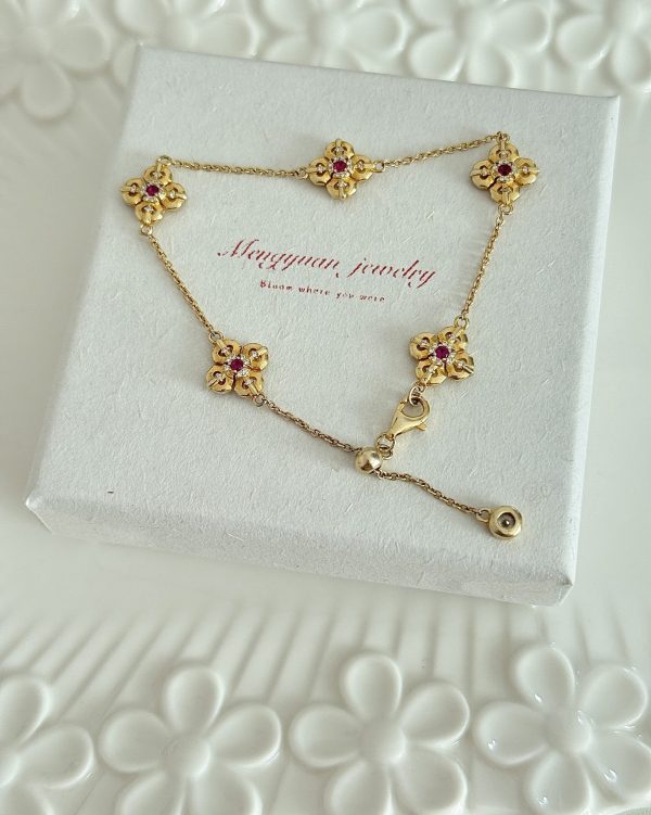 s925 sterling silver bracelet five flower bracelet