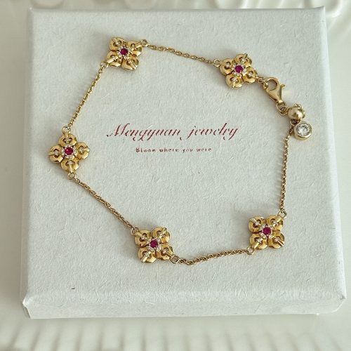 s925 sterling silver bracelet five flower bracelet