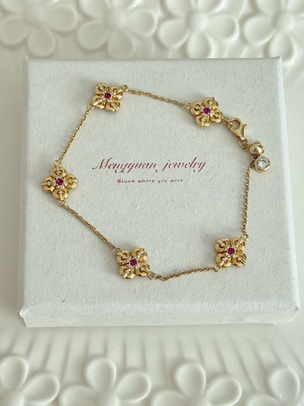 s925 sterling silver bracelet five flower bracelet