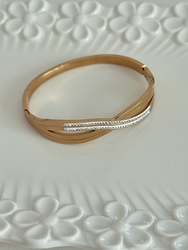 18k cross diamond stainless steel bracelet