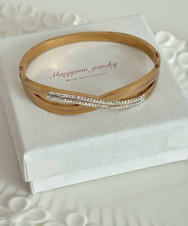 18k cross diamond stainless steel bracelet