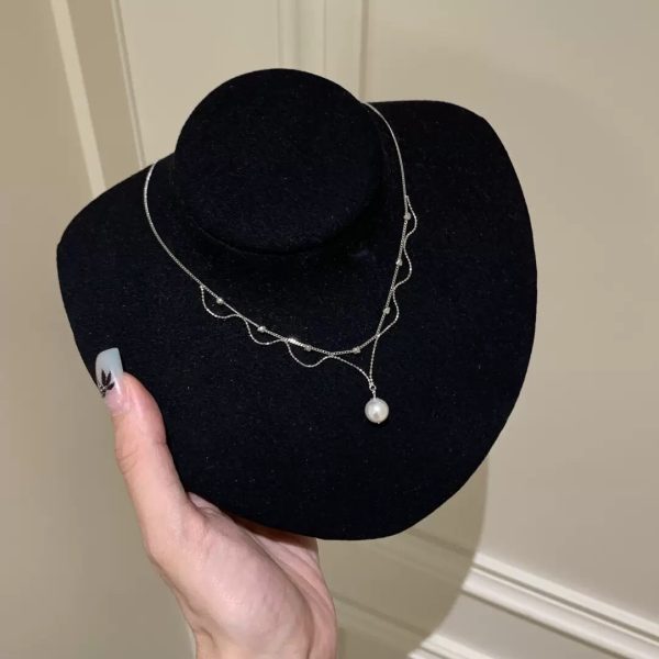 S925 sterling silver handmade lace pearl necklace