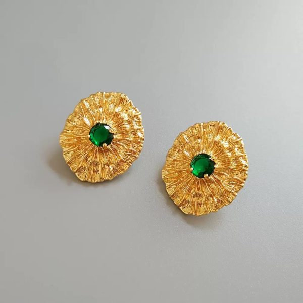 French-style gilt gemstone earrings