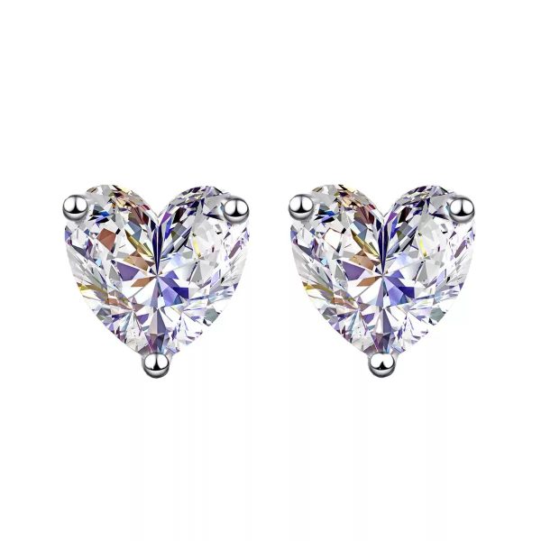 S925 Silver Needle Heart Moissanite Earrings