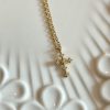 S925 sterling silver plated with 14K gold mini cross necklace