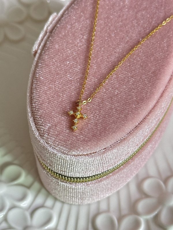 S925 sterling silver plated with 14K gold mini cross necklace