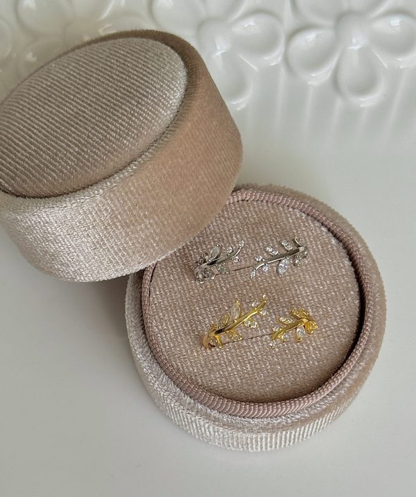 S925 sterling silver leaf bud open ring