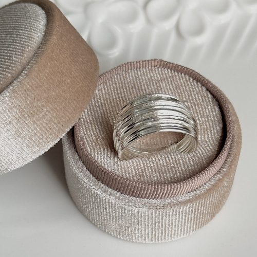 Multi-layered braided silver ring