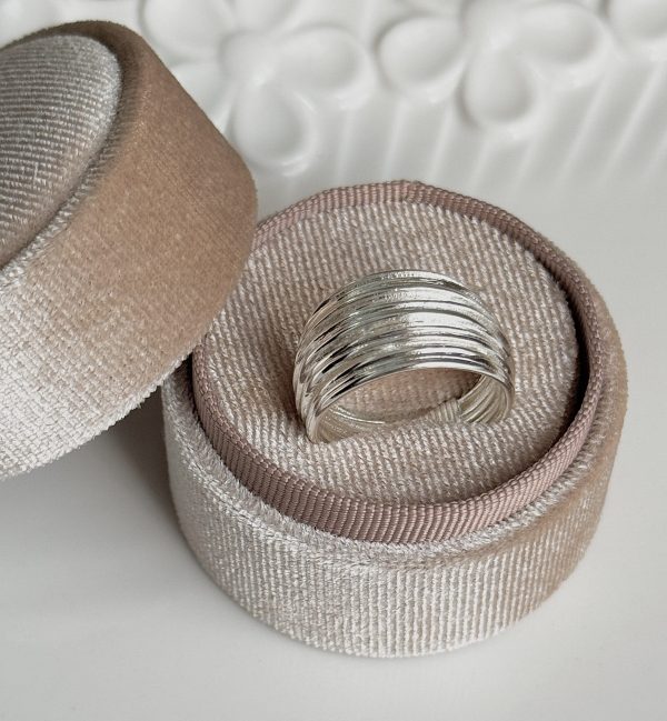 Multi-layered braided silver ring