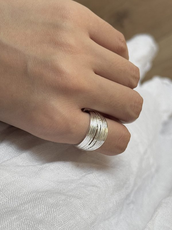 Multi-layered braided silver ring