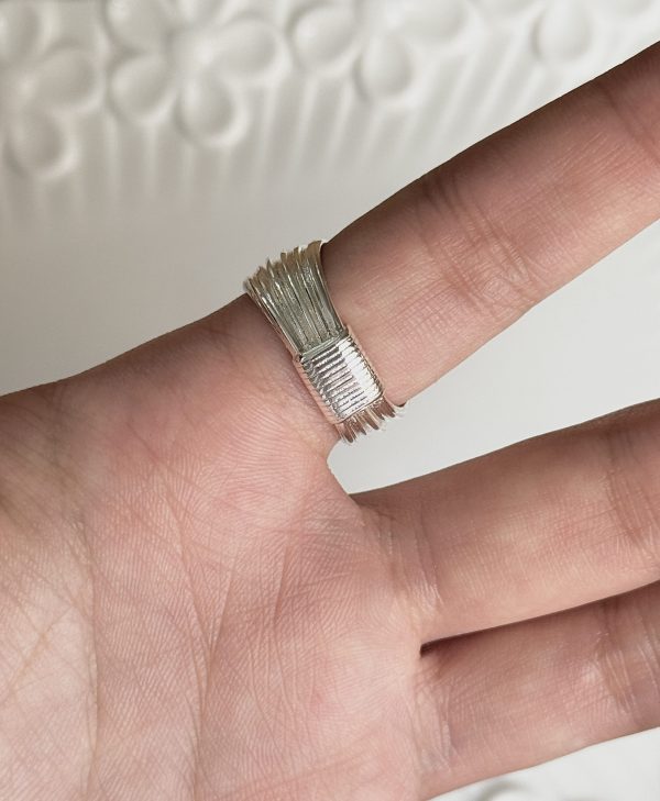 Multi-layered braided silver ring