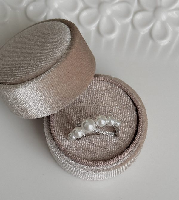 S925 sterling silver irregular cross pearl ring