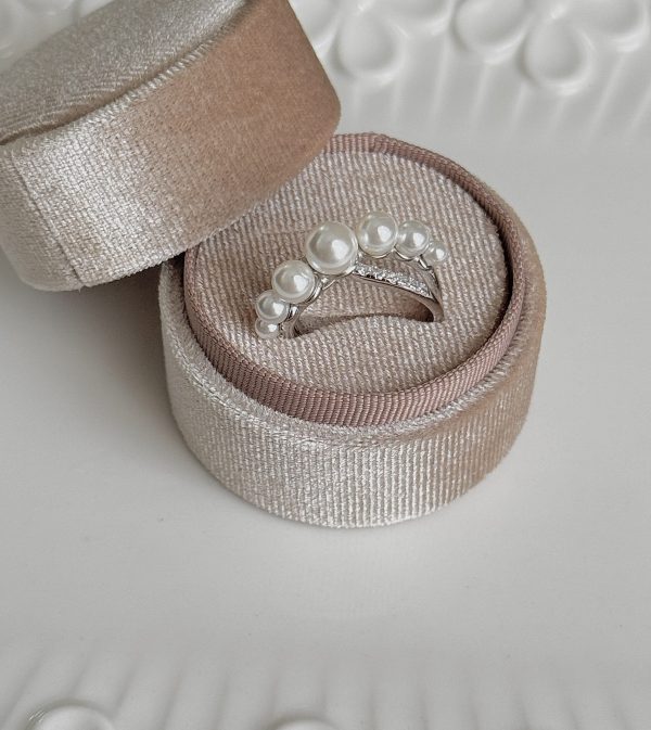 S925 sterling silver irregular cross pearl ring