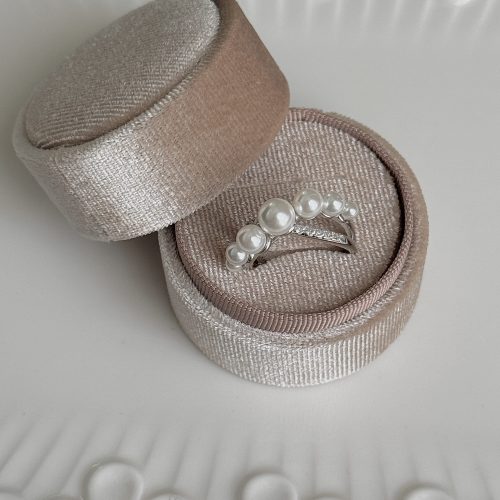 S925 sterling silver irregular cross pearl ring