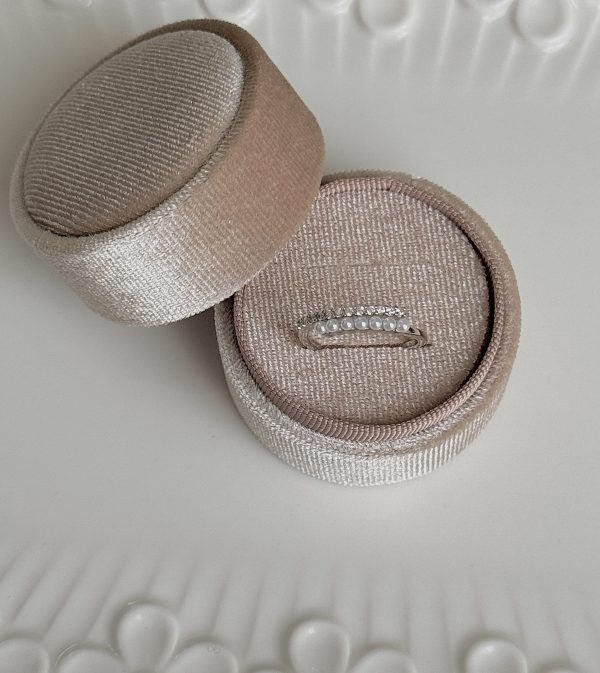 s925 sterling silver double row pearl open ring