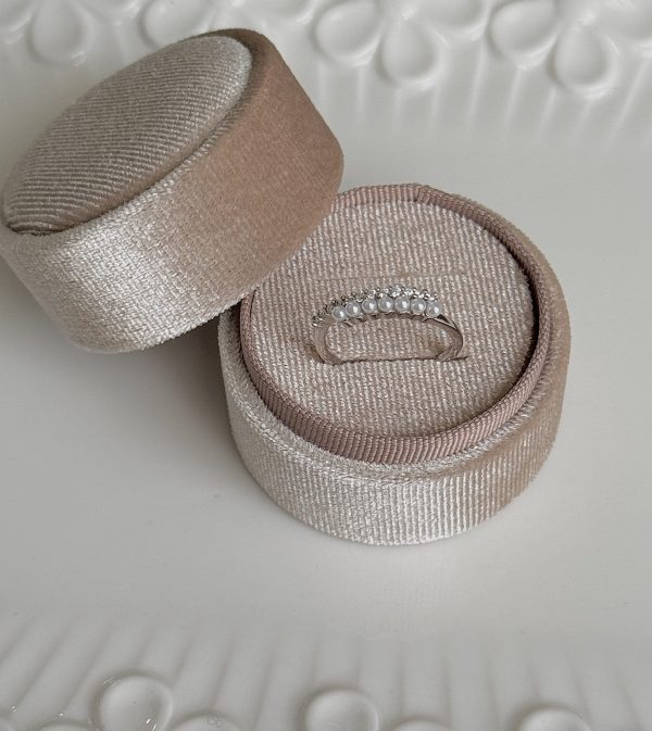 s925 sterling silver double row pearl open ring