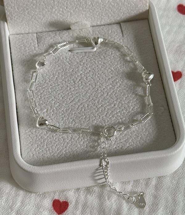 S925 sterling silver three-dimensional heart bracelet