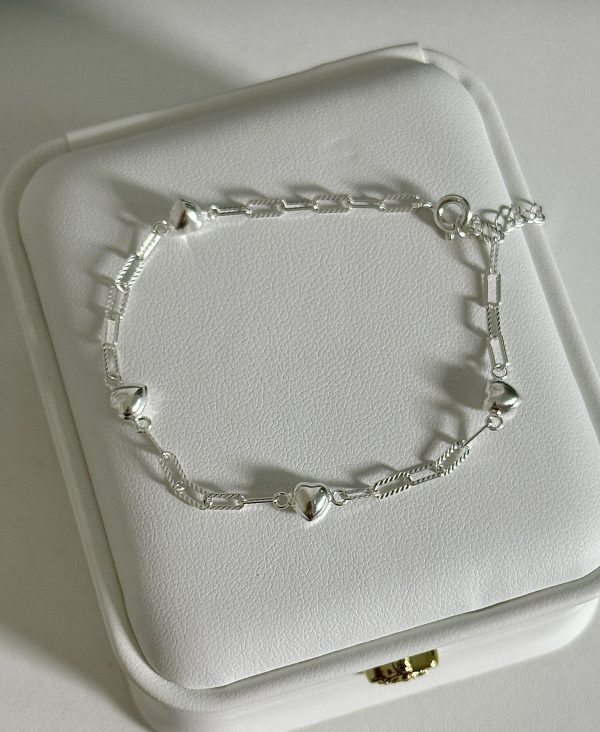 S925 sterling silver three-dimensional heart bracelet