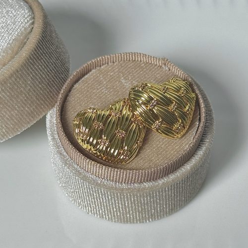 18k brass French medieval heart hollow earrings