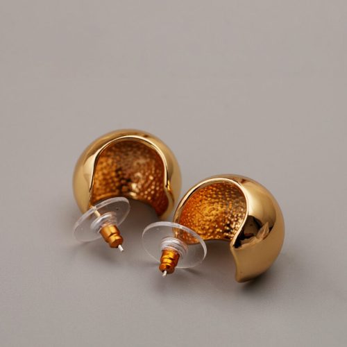 s925 silver needle retro hollow high-gloss metal earrings