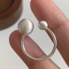 S925 sterling silver brushed small ball open ring