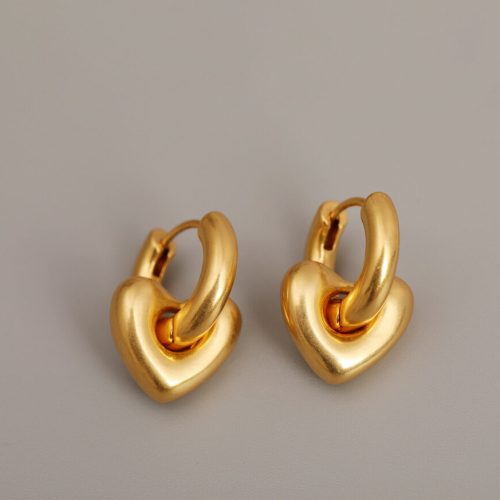Simple brass gold-plated heart detachable earrings