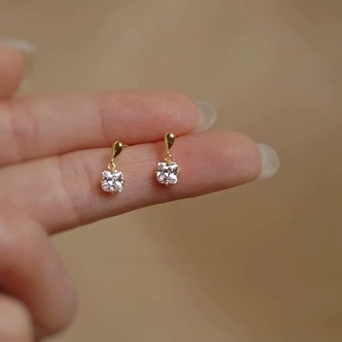 S925 sterling silver gold-plated French sugar cube earrings
