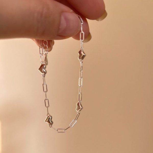 S925 sterling silver three-dimensional heart bracelet