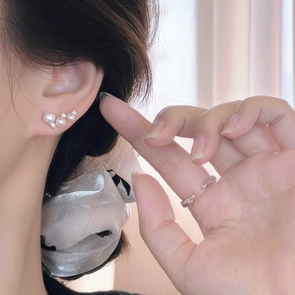 S925 sterling silver pearl earrings