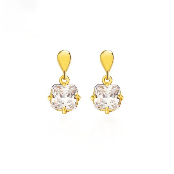 S925 sterling silver gold-plated French sugar cube earrings