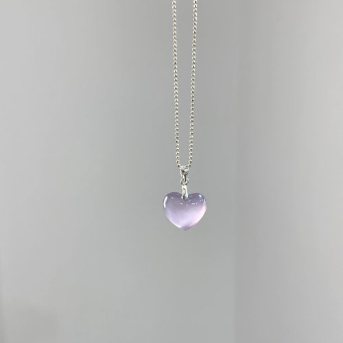 S925 sterling silver purple chalcedony heart pendant necklace