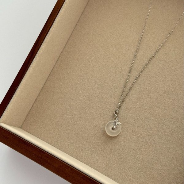 S925 sterling silver jade butterfly peace buckle necklace