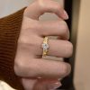 S925 sterling silver gold-plated starry sky hand-brushed diamond ring