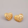 18k brass French medieval heart hollow earrings