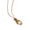 18k brass single pearl necklace
