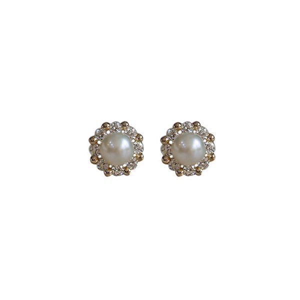 S925 sterling silver freshwater pearl small disc earrings