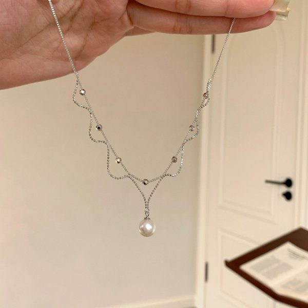 S925 sterling silver handmade lace pearl necklace