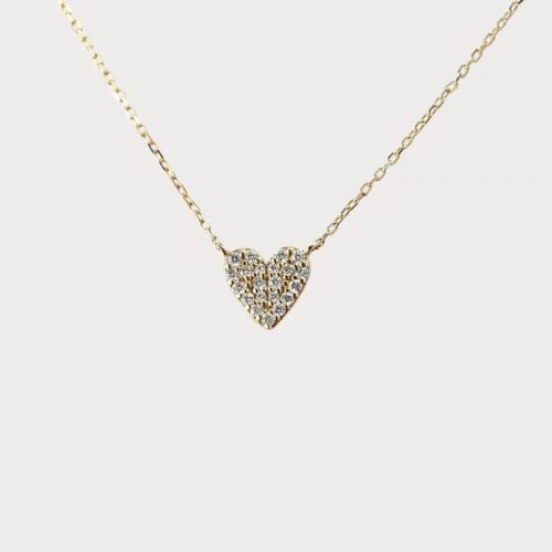 S925 sterling silver plated with 14K gold heart zircon clavicle necklace