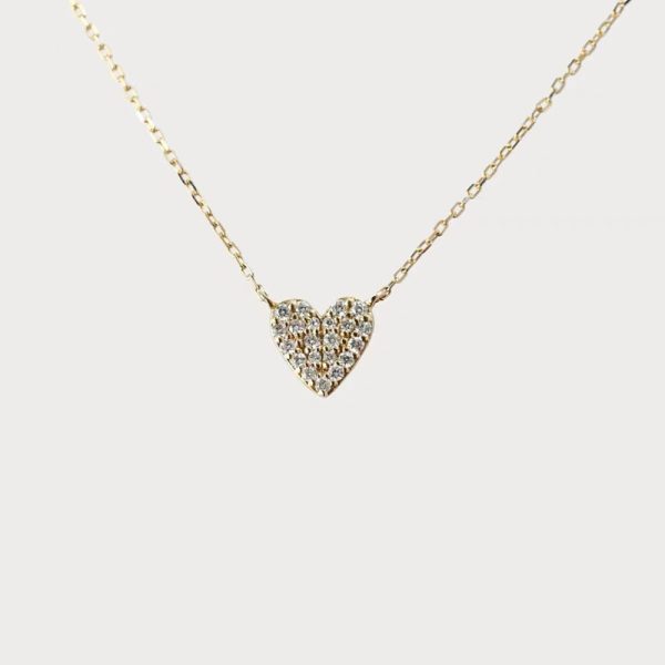 S925 sterling silver plated with 14K gold heart zircon clavicle necklace