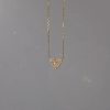 S925 sterling silver plated with 14K gold heart zircon clavicle necklace