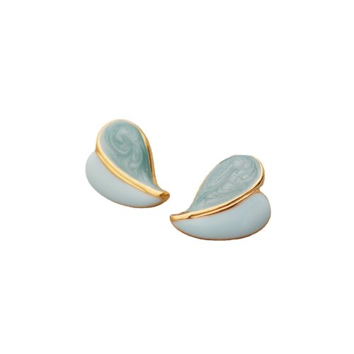 S925 silver needle enamel glaze heart earrings