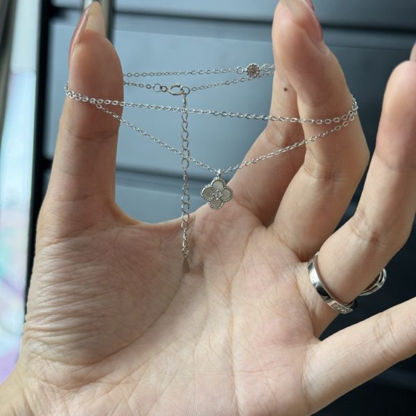 s925 silver zircon four-leaf clover necklace